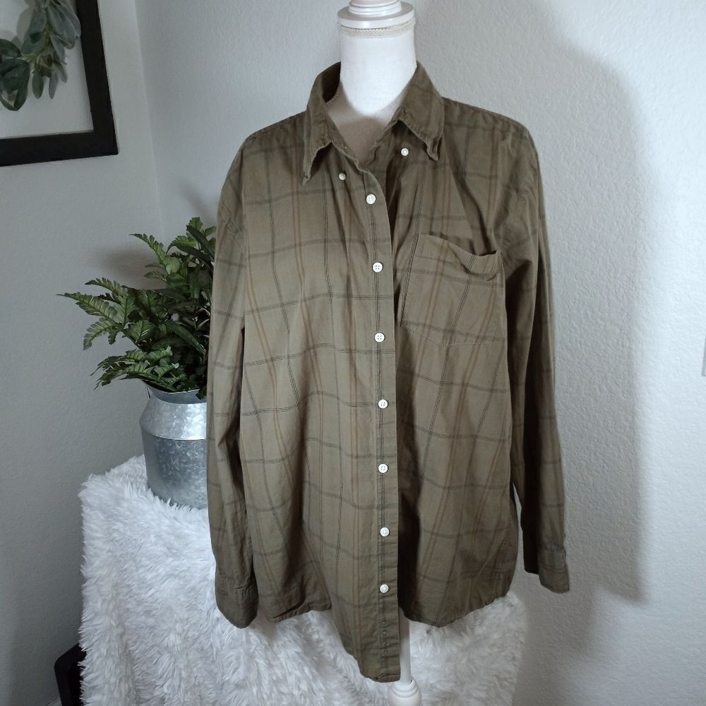 SONOMA MENS ARMY GREEN BUTTON DOWN SHIRT SZ.XLT EUC